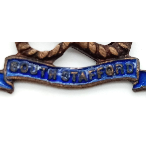 937 - WW1 Crossed Rifles Sweetheart Brooch for the North Staffordshire Regiment. On original backing
card.