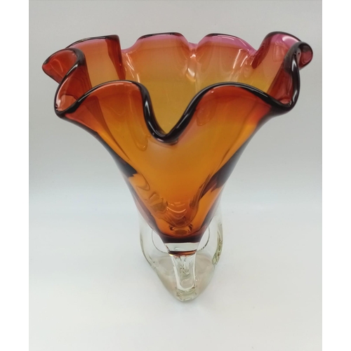 354 - Circa 1960s, Large Czech Tri-Tone Bohemian Art Glass Vase.
Clear colour base which flows upwards int... 