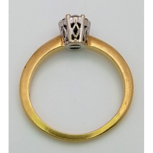 502 - An 18K Yellow Gold Diamond Cluster Ring. Size M. 0.20ctw, 3.1g total weight.