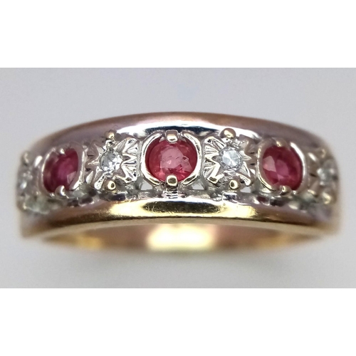 593 - 9K Yellow Gold Diamond & Ruby Ring.
Size: R
Weight: 3.2g
SC-3055