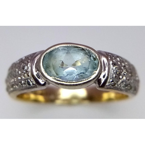 635 - 9K Yellow Gold Diamond & Light Blue Topaz Ring.
Size: J
Weight: 3g
SC-3064