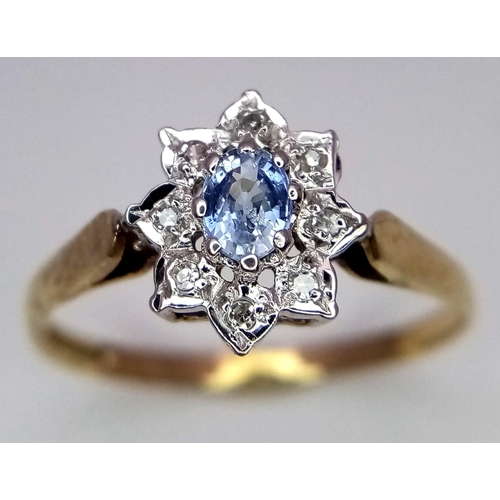 665 - 9K Yellow Gold Blue Stone & Diamond Cluster Ring.
Size: O
Weight: 1.5g
SC-3051