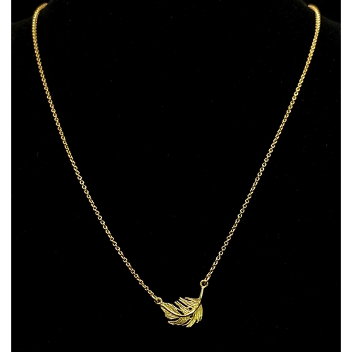 777 - An Alex Monroe Small Feather Pendant on 18