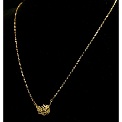 777 - An Alex Monroe Small Feather Pendant on 18