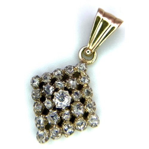 193 - A 9K YELLOW GOLD VINTAGE OLD CUT DIAMOND PENDANT 0.25CT 1.2G