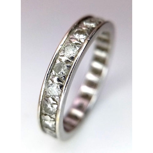 172 - A 18K WHITE GOLD DIAMOND FULL ETERNITY RING 1CT 3.4G SIZE N