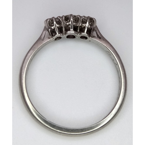 214 - Vintage 18K White Gold & Platinum, 3 Stone Diamond (0.30CT) Ring.
Size: J
Weight: 2g
A/S 3005 ENV