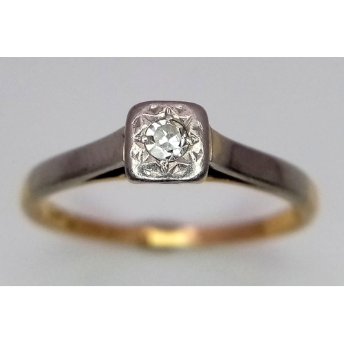 235 - Vintage 14K Yellow Gold & Platinum Solitaire Diamond Ring.
Size: J
Weight: 1.8g
A/S 3006 ENV