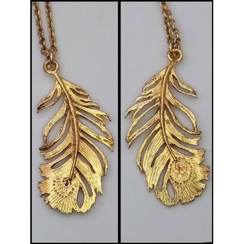 763 - An Alex Monroe Peacock Feather Pendant on 18