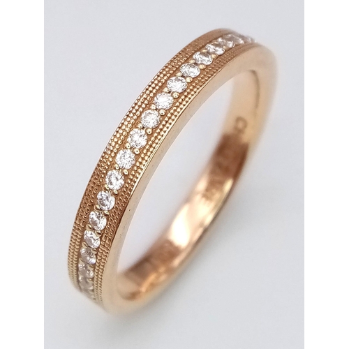 34 - A 18K ROSE GOLD DIAMOND BAND RING DESIGNED BY CHRIS AIRE-DESIGNER TO THE CELEBRITIES 5.6G SIZE R/S