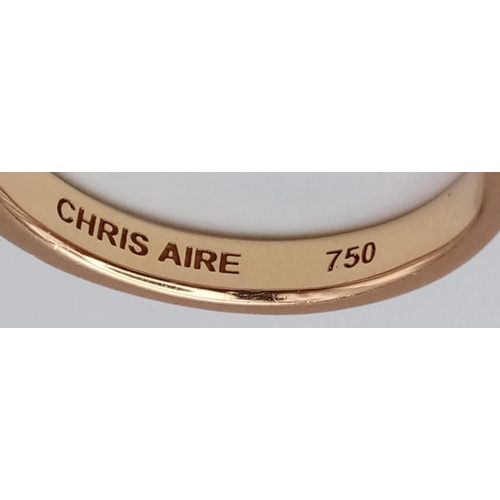 34 - A 18K ROSE GOLD DIAMOND BAND RING DESIGNED BY CHRIS AIRE-DESIGNER TO THE CELEBRITIES 5.6G SIZE R/S