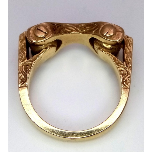 95 - 9K Yellow Gold Horse Bit Fancy Ring.
Size: Q
Weight: 9.6g
SC-3072