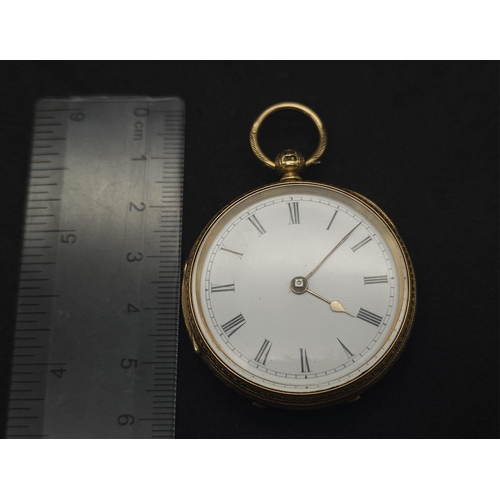 645 - An Exquisite Antique 1849 18K Gold Pocket Watch and 18K Gold Key. Ornate 18K gold Sheffield Hallmark... 