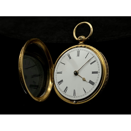 645 - An Exquisite Antique 1849 18K Gold Pocket Watch and 18K Gold Key. Ornate 18K gold Sheffield Hallmark... 