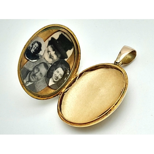 647 - A Wonderful, Rare, Edwardian 9K Yellow Gold and Pearl Locket. A seed pearl sits within an enamel sta... 