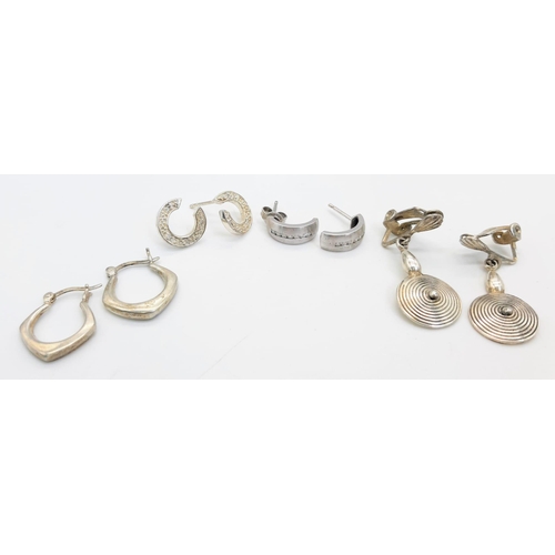 955 - Four Pairs of 925 Silver Different Style Earrings.