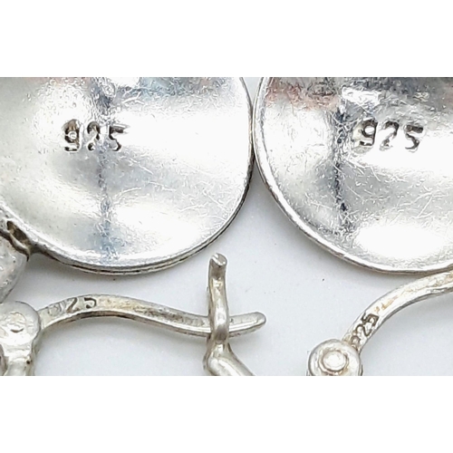 955 - Four Pairs of 925 Silver Different Style Earrings.