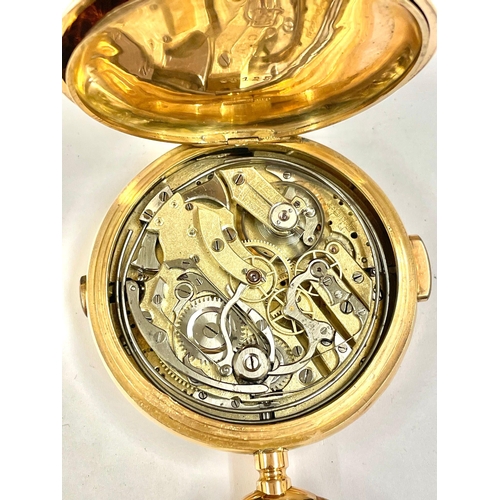 2 - 18ct Gold Full Hunter Quarter Repeater Pocket Watch , 55mm case , total weight 107.4g . Dust cover a... 