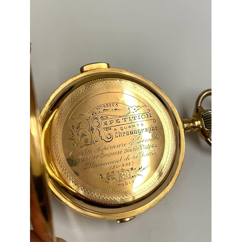 2 - 18ct Gold Full Hunter Quarter Repeater Pocket Watch , 55mm case , total weight 107.4g . Dust cover a... 