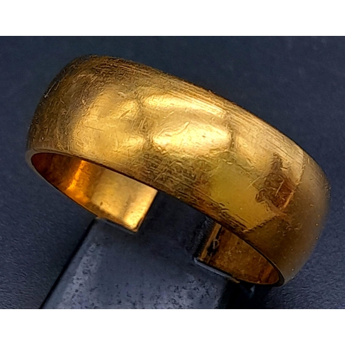 25 - A 22K GOLD(TESTED) BAND RING .   6.1gms   size U