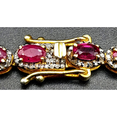 29 - An Asian-Inspired Three Row Ruby and Diamond Necklace -with 33ctw of Rubies and with 3ctw Approx of ... 