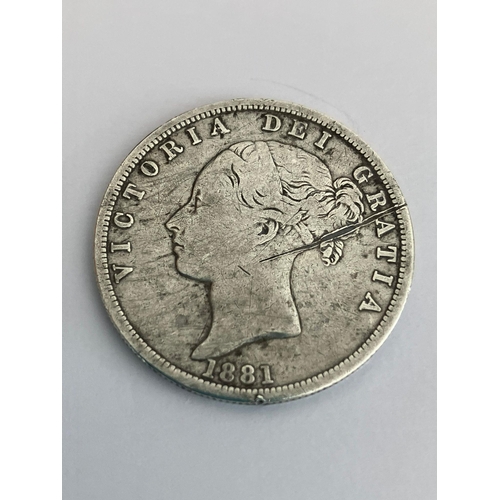 308 - Queen Victoria SILVER HALF CROWN 1881 in fine condition. Please note Downgraded from extra fine/bril... 