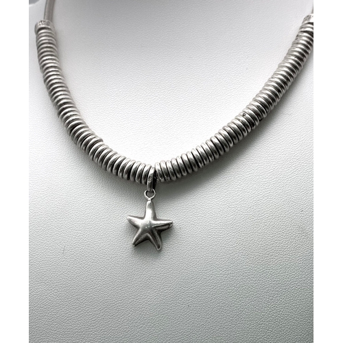 402 - A LINKS OF LONDON STERLING SILVER SWEETIE NECKLACE WITH LINKS OF LONDON SILVER  STARFISH PENDANT.  6... 