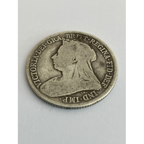 406 - Victorian SILVER SHILLING 1899. Fine/very fine condition.