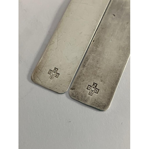 469 - 2 x Y2K SILVER BOOKMARKS. Fully hallmarked for 2000 Birmingham, England. 21 grams.