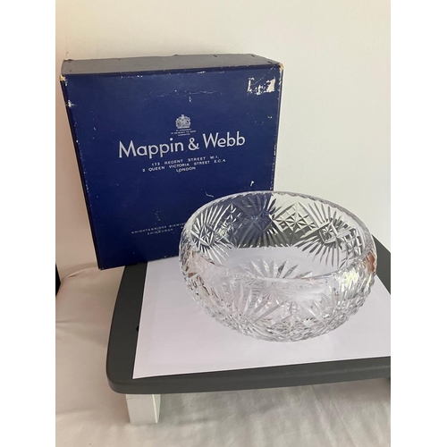 476 - Large MAPPIN and WEBB Cut Glass CRYSTAL BOWL Complete with original box.