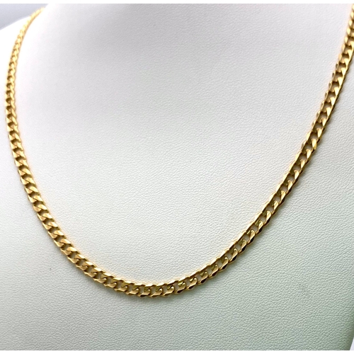 564 - A 14K GOLD CONCAVE CURB LINK NECK CHAIN .  22.8gms    56cms