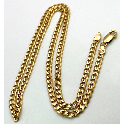 564 - A 14K GOLD CONCAVE CURB LINK NECK CHAIN .  22.8gms    56cms