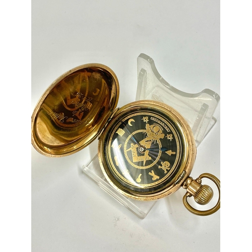 605 - Vintage Masonic full hunter pocket watch Working