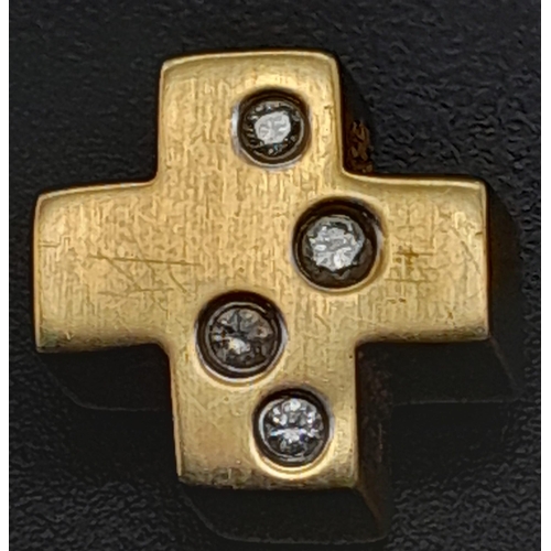 854 - 18K Yellow Gold, Diamond Set Cross Pendant.
Measures 1cm.
Weight: 1.6g
A/S 3003 LIV