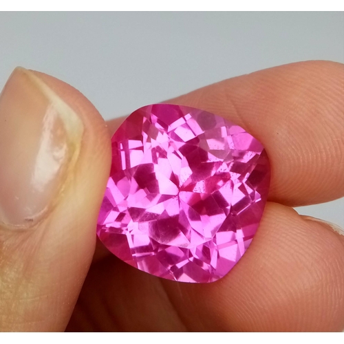 438 - A 26ct Square Cut Pink Kunzite Gemstone. Faceted with a trillion base. No visible marks or inclusion... 