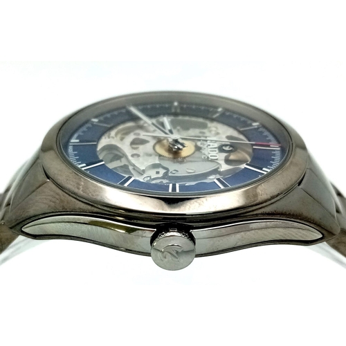 507 - A Stylish Rado Automatic Skeleton Gents Watch. Stainless steel strap and case - 42mm. Outer blue and... 