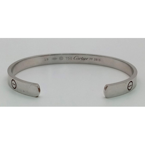 6 - A 18K WHITE GOLD CARTIER STYLE BANGLE 25.8G