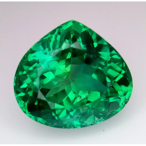 935 - A Gorgeous 22ct Green Tourmaline Gemstone. Heart shape cut with a trillion faceted base. No visible ... 