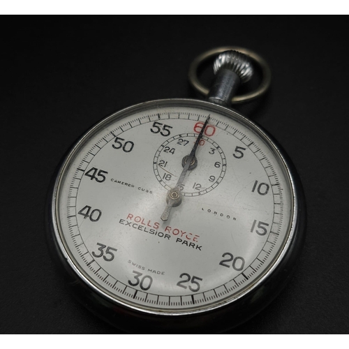 388 - A Vintage Rolls Royce Excelsior Park Stopwatch. White dial with sub dial. 5cm diameter. In working o... 