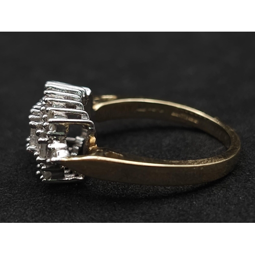 554 - A 9K GOLD AND DIAMONDS RING IN NEED OF A GOOD CLEAN TO RESTORE ITS ORIGINAL LUSTRE.  4gms   size N