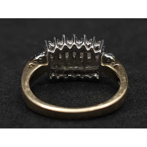 554 - A 9K GOLD AND DIAMONDS RING IN NEED OF A GOOD CLEAN TO RESTORE ITS ORIGINAL LUSTRE.  4gms   size N