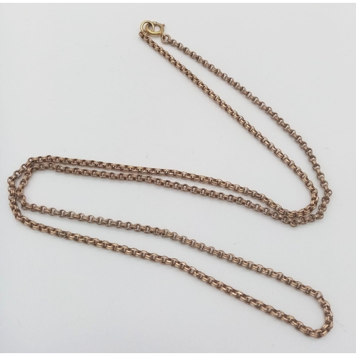 609 - A 76cms 9k rose gold belcher chain .  13.7gms