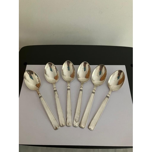 105 - Set of vintage DANISH SILVER SPOONS With full marking for JOHANNES SIGGAARD DENMARK 1930’s. Dessert ... 