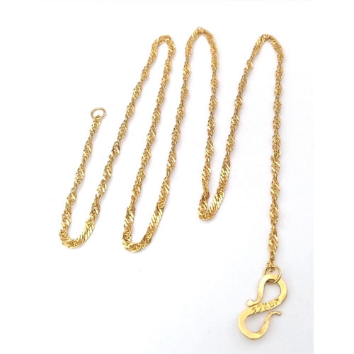 72 - A 42cms 22K GOLD TWIST NECK CHAIN .   3.6gms