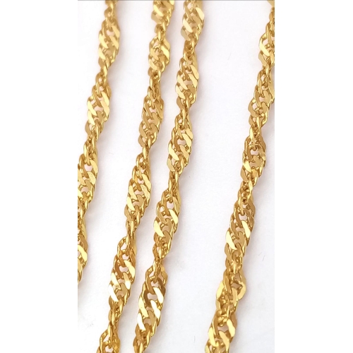 72 - A 42cms 22K GOLD TWIST NECK CHAIN .   3.6gms