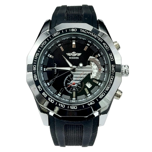 768 - An Excellent Condition Men’s Automatic Chronograph Sports Watch by Winner. Rubber Dive Strap. 52mm I... 