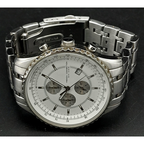 782 - A Men’s Stainless-Steel Chronograph Watch by French Connection. 46mm Including Crown. New Battery Fi... 