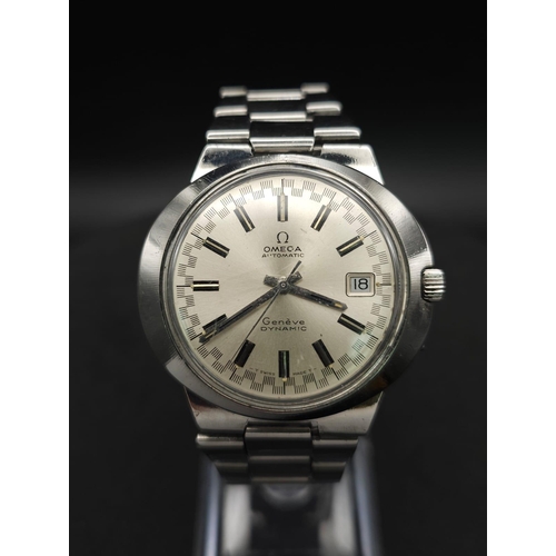 709 - Omega Geneve Dynamic Men's Watch.
In working order, watch displays date and 42mm wide. Stainless ste... 