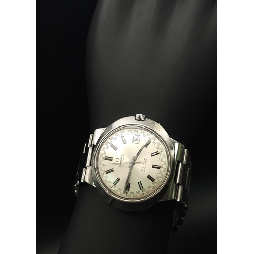 709 - Omega Geneve Dynamic Men's Watch.
In working order, watch displays date and 42mm wide. Stainless ste... 