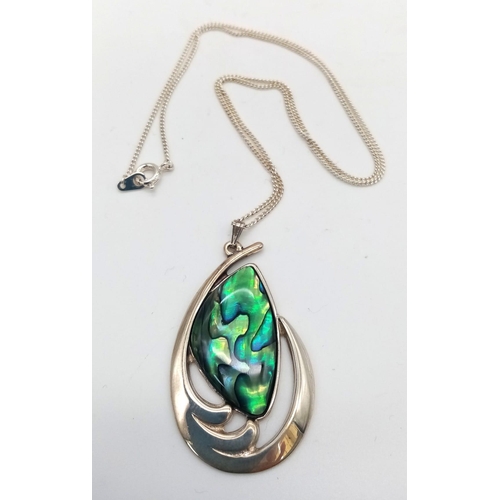 921 - An Unworn Sterling Silver, New Zealand Made, Paua Shell Pendant Necklace by Jonz Sterling Collection... 